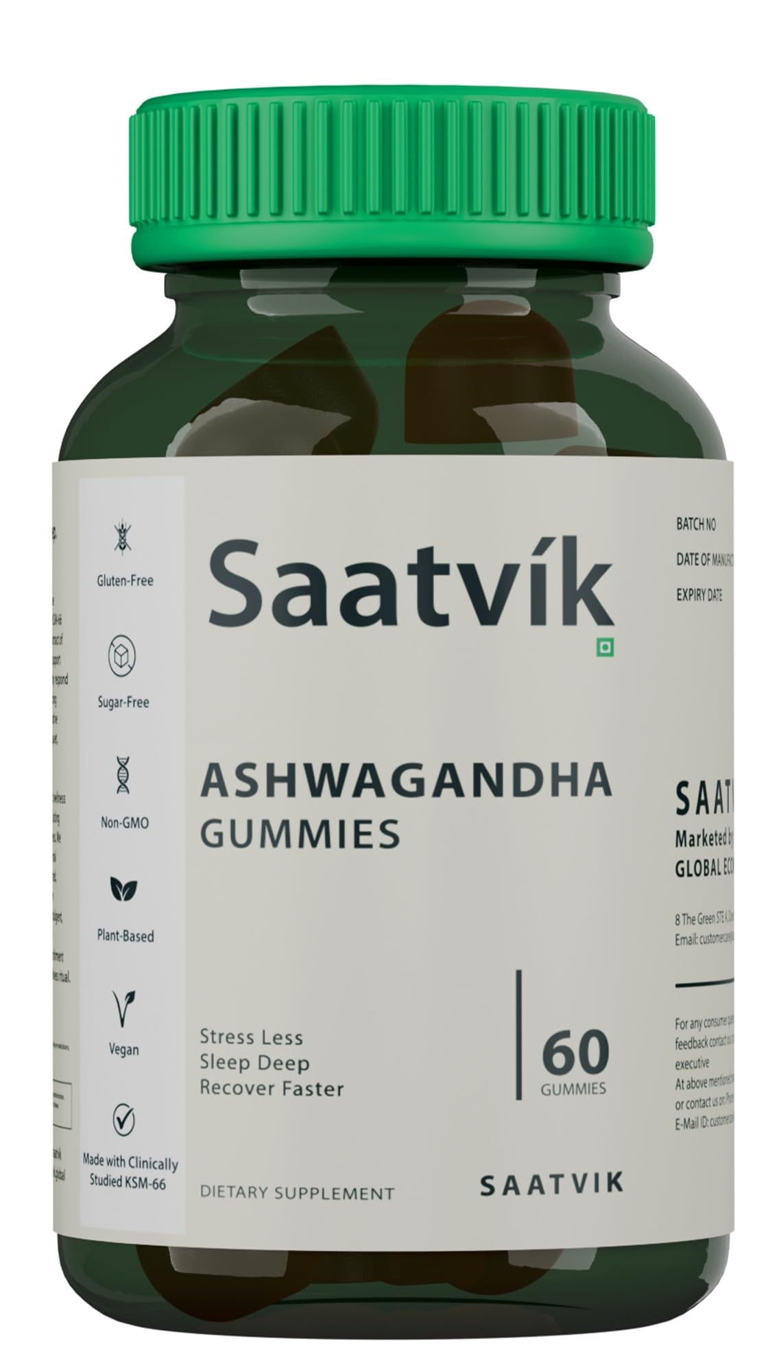 Saatvik Zero Sugar Ashwagandha & Vitamin D Gummy, 60 Count