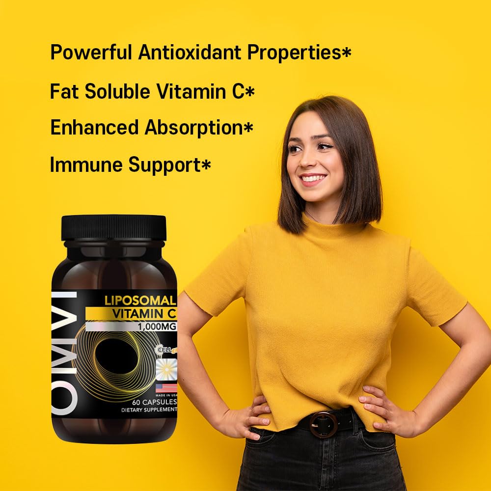 Omvi Liposomal Vitamin C 85% 1000mg per Serving, 60 Capsules