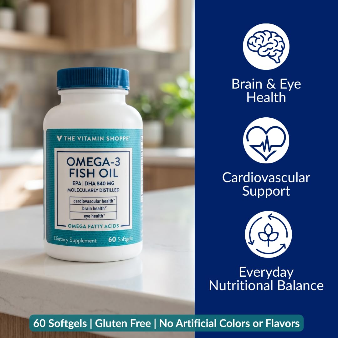 The Vitamin Shoppe Omega 3 Fish Oil 1100 mg Softgels, 60 Softgels