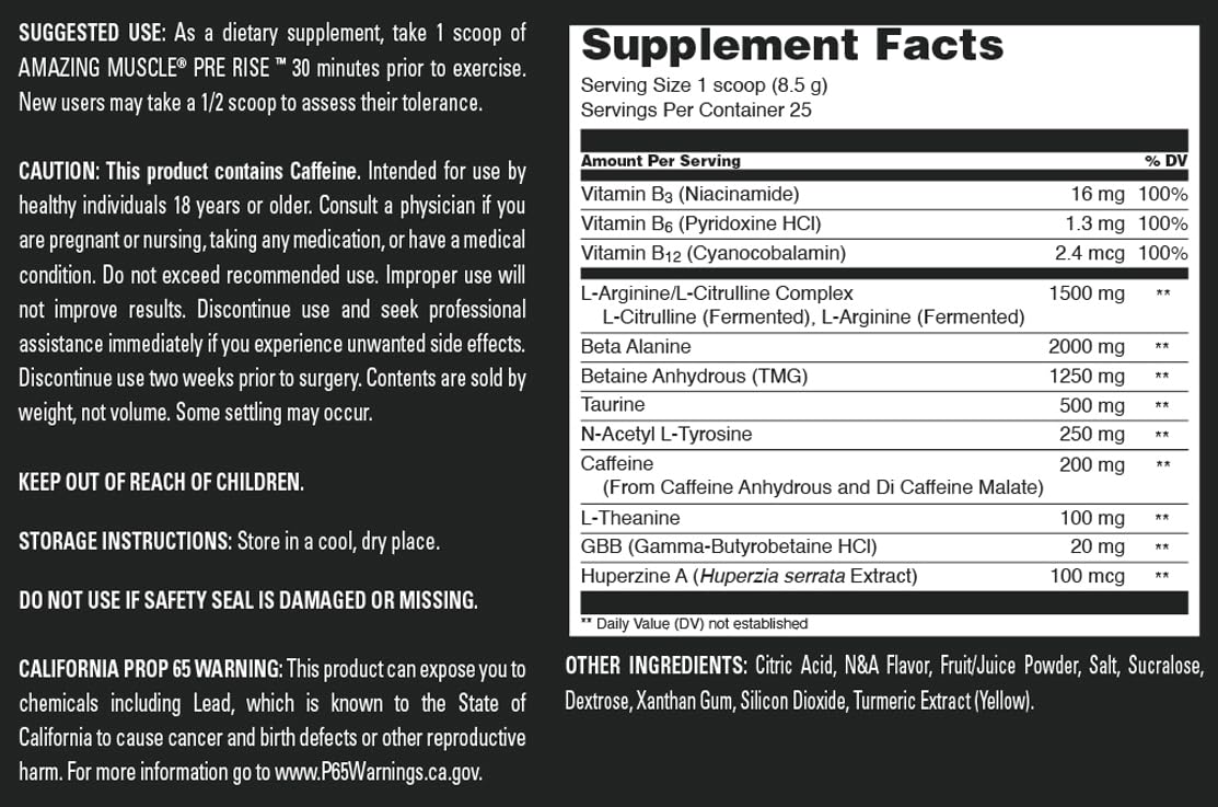 Amazing Muscle Pre Rise Pre-Workout Powder 1 Ounce