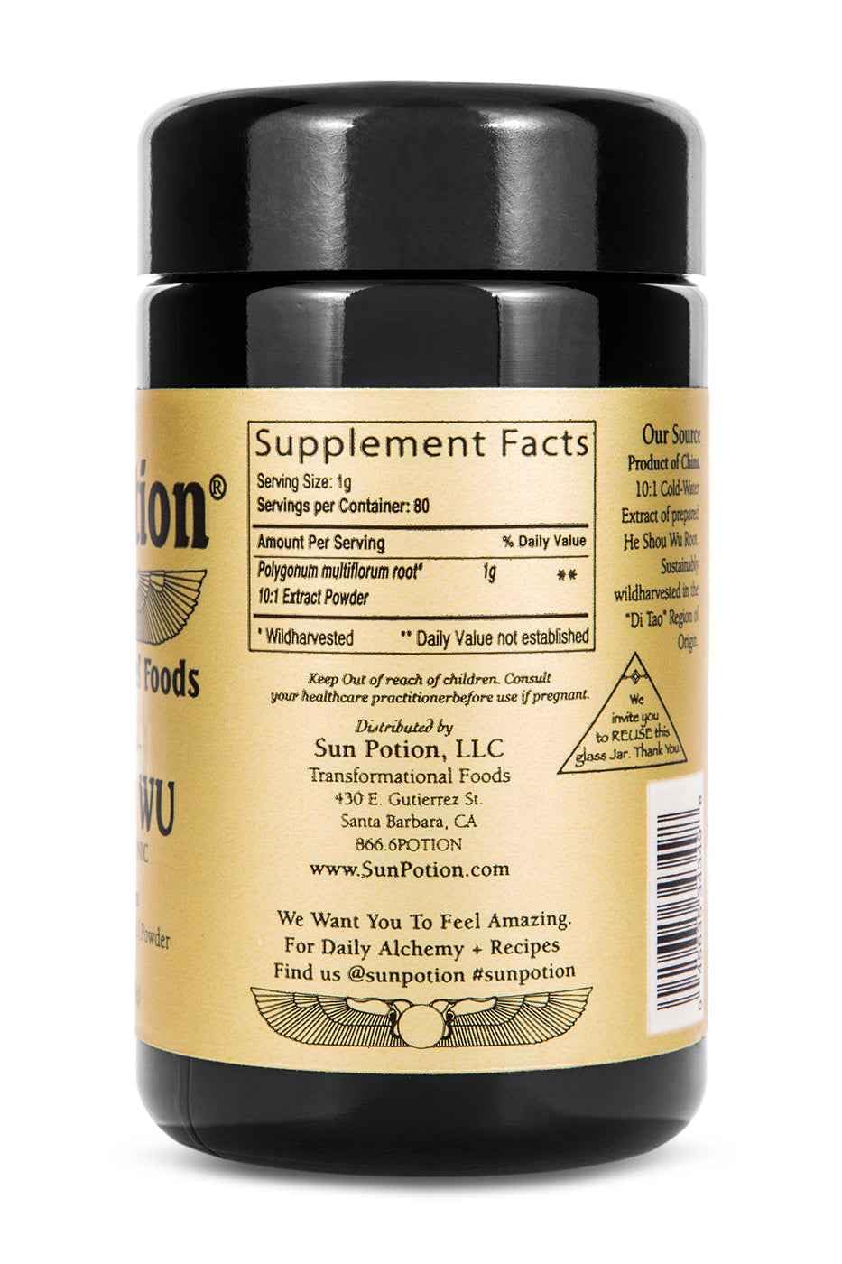 Sun Potion He Shou Wu Powder 10:1 Extract 200g Fo-Ti Root (Polygonum Multiflorum), 90.3 oz