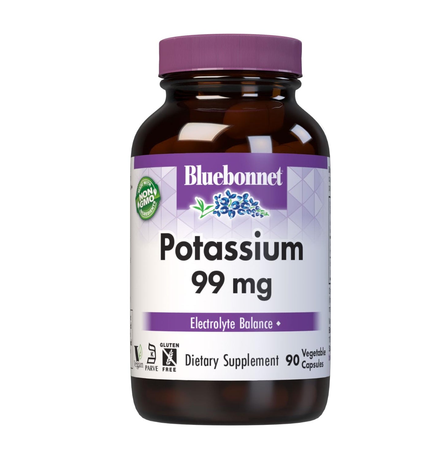 BlueBonnet Potassium Aspartate Supplement 99mg, 90 Veggie Capsules