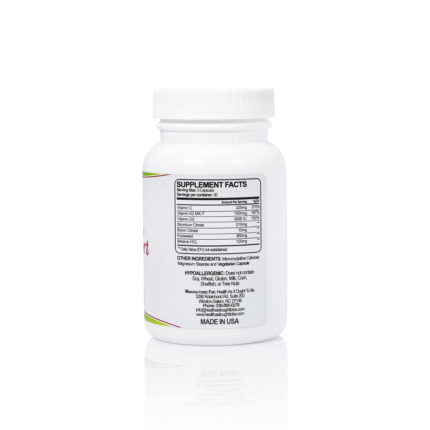Health As It Ought To Be Calcium Free Bone Support Supplement 90 Capsules