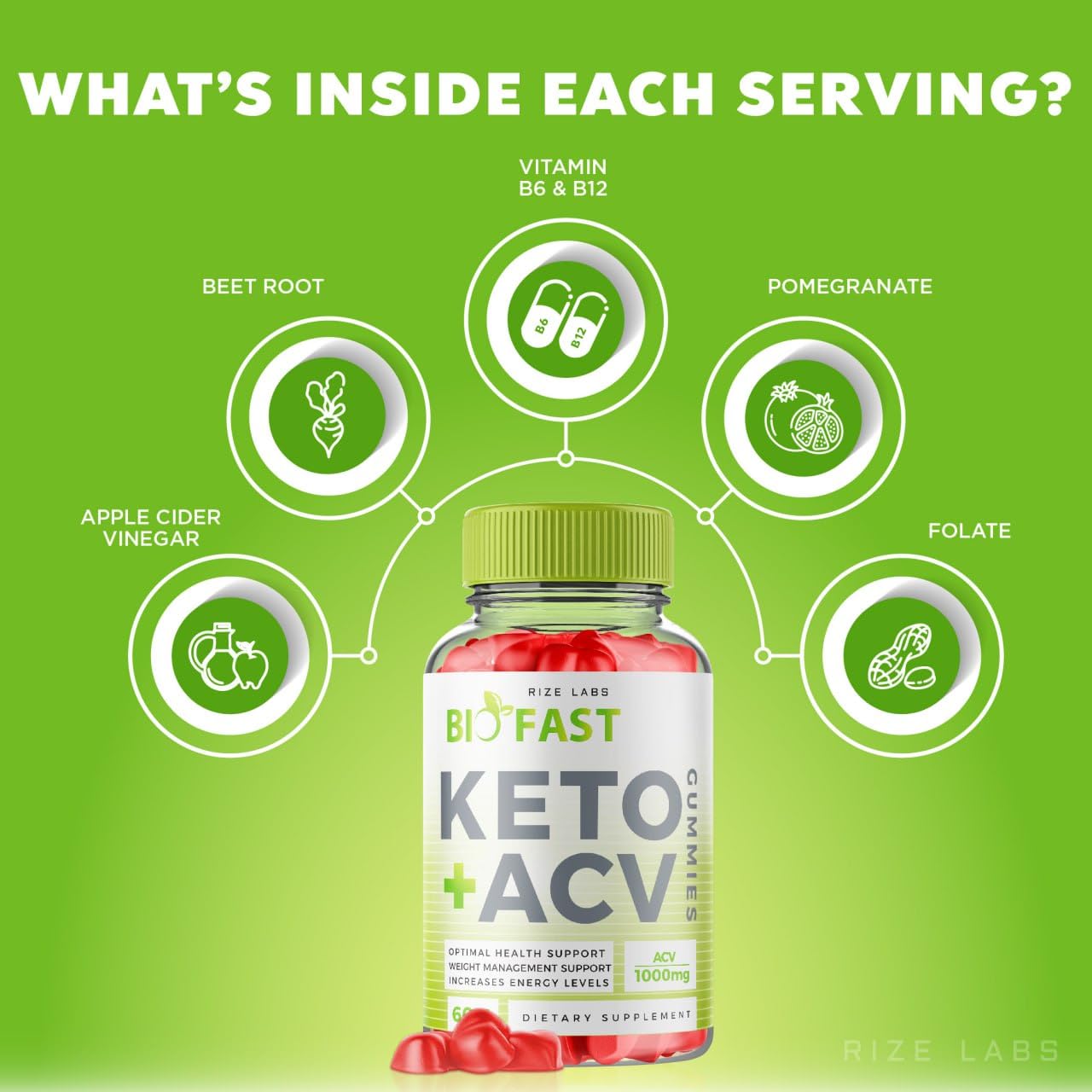 rize labs Biofast Keto ACV Gummies Gummy 60 Count