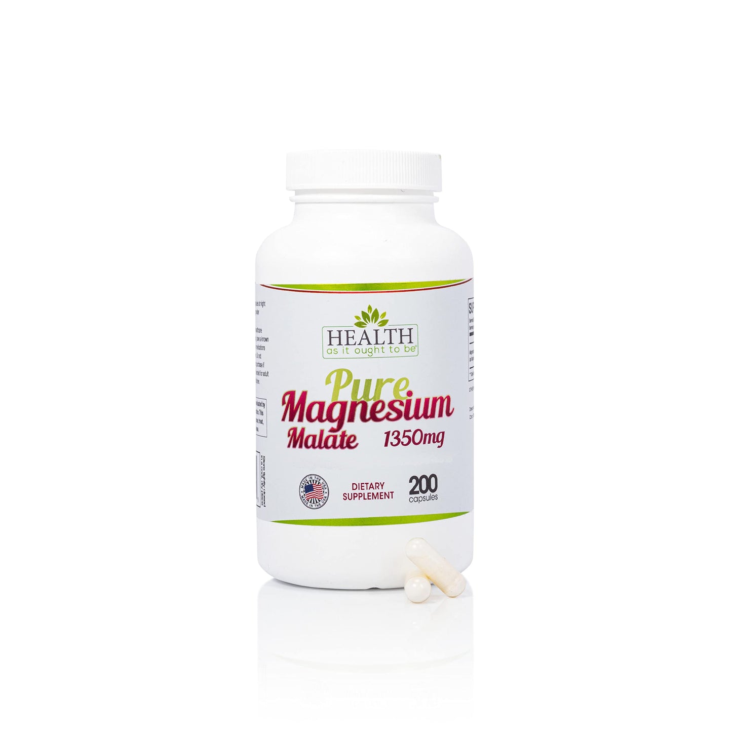 Health As It Ought To Be Pure Magnesium Malate 1350 mg Capsules 200 Count