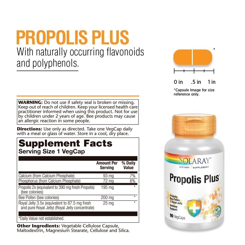 Solaray Propolis Plus Immune Support Supplement 90 VegCaps