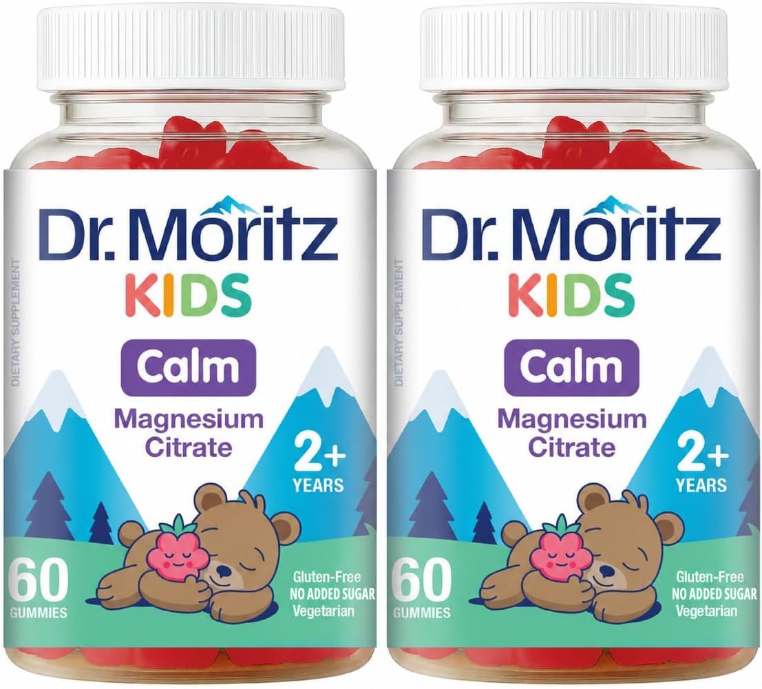 DR. MORITZ Sugar-Free Calm Magnesium Gummies, Raspberry Flavor, Magnesium Citrate, Non-GMO, 120 Gummies