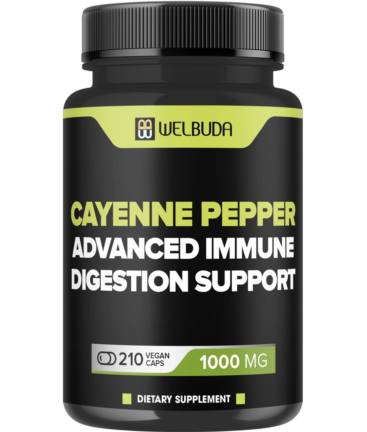 WELBUDA Cayenne Pepper Extract 10:1 Capsule with Berberine HCI, Garlic, Olive Leaf & More, 210 Count
