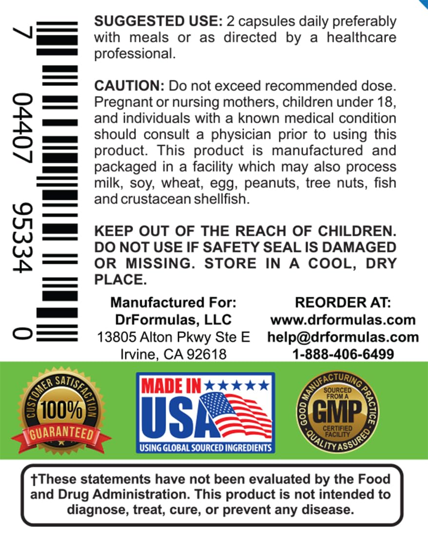 DrFormulas Mood Boost Probiotics for Stress and Calm, Methylfolate for Kids, Women, Men | Nexabiotic Supplement with Bifidobacterium and B-12 Capsule, 60 Count