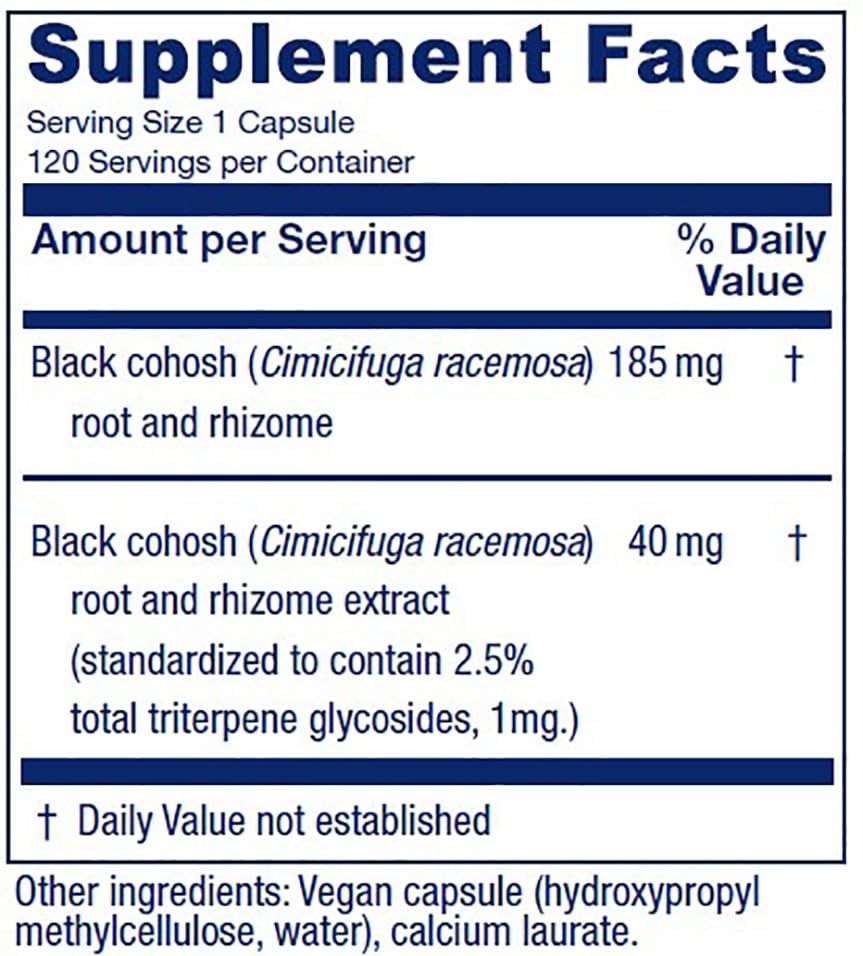 Vitanica Black Cohosh Cimicifuga Extract Plus Vegan 120 Capsules