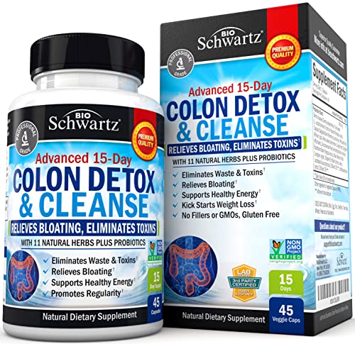 Unknown Colon Cleanser and Detox for Digestive Support - 15 Day Fast-Acting Extra Strength Cleanse with Probiotic Fiber, Psyllium Husk and Noni for Constipation Relief and Bloating Support, Non-GMO Capsules 45 Count