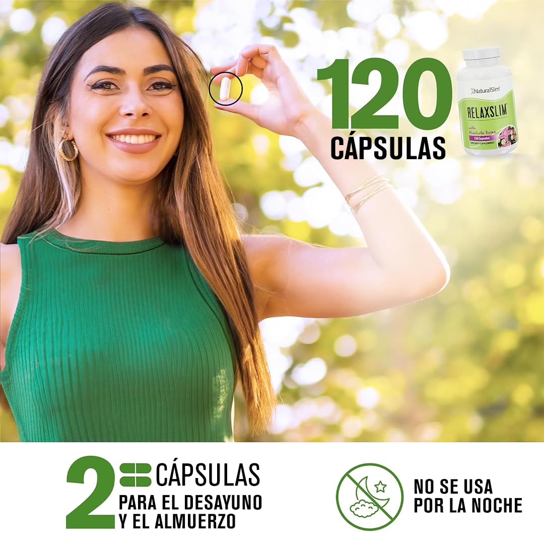 NaturalSlim Relaxslim Rhodiola Rosea & Adaptogenic Herb for Brain, Mood, Metabolism, Tension & Energy Support, 21 Natural Compounds Help Control Appetite, 120 Capsules