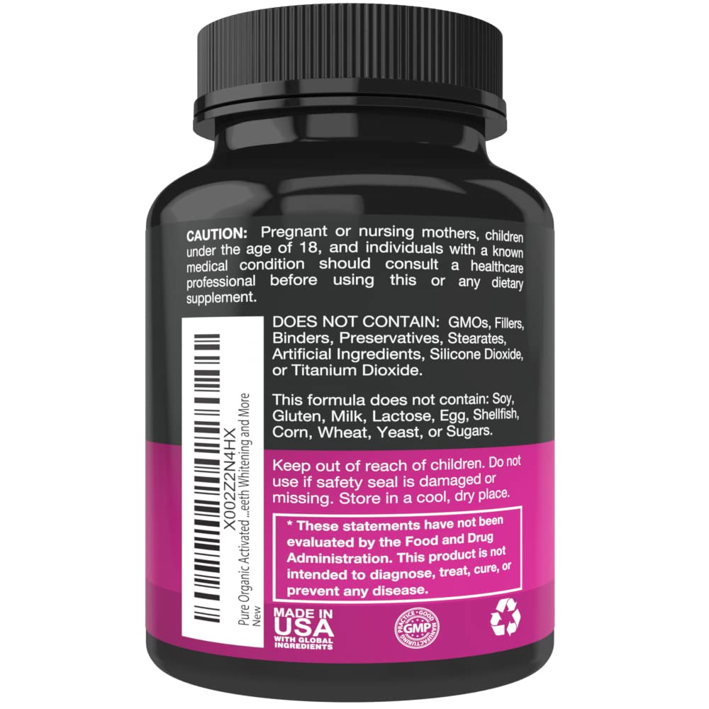 Purest Vantage Pure Organic Activated Charcoal Capsules, 90 Count