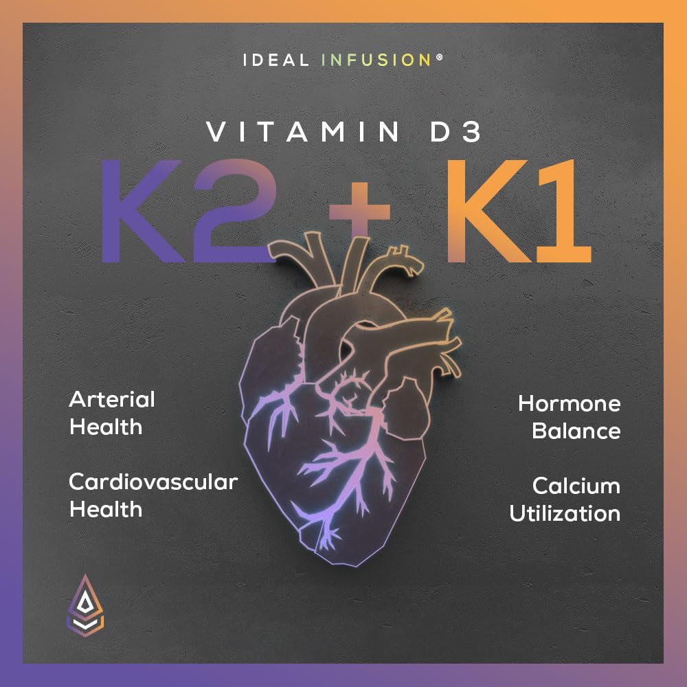 Ideal Infusion Wildcrafted Vegan Vitamin D3 10,000iu with K1 K2 Capsules, 90 Count