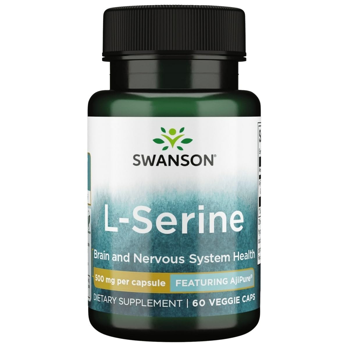 Swanson Ajipure L-Serine 500 mg Capsule, 60 Veggie Capsules
