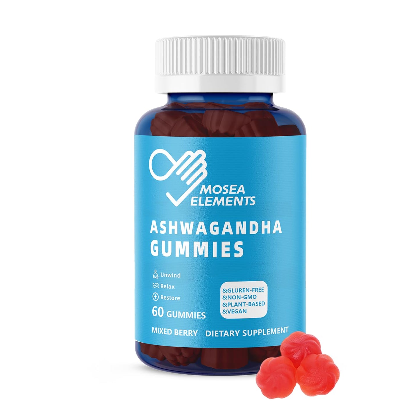 MOSEA ELEMENTS Ashwagandha & Vitamin D Gummies 60 Count