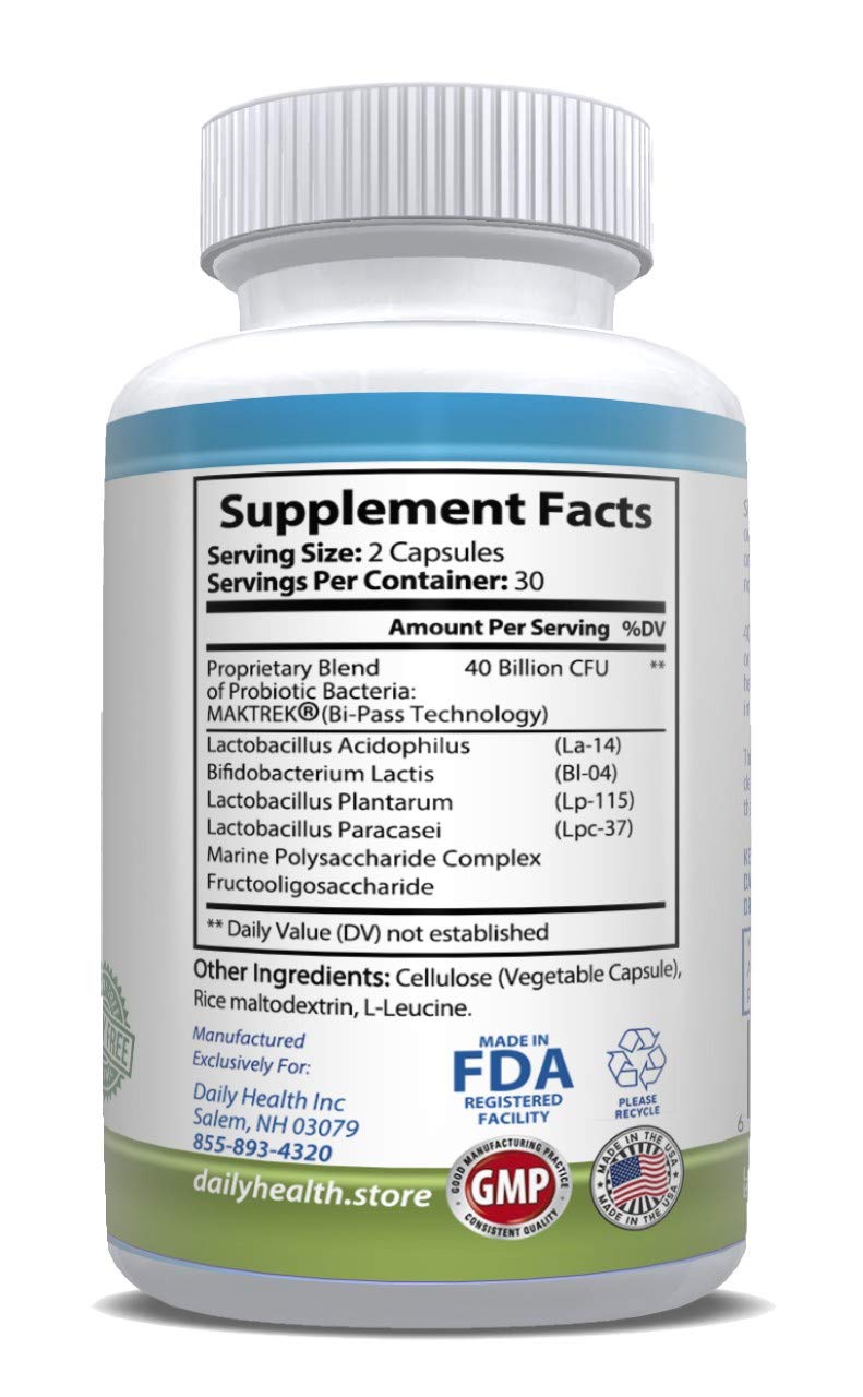 Daily Health Daily Probiotic 40 Billion CFU MakTrek Bi-Pass Technology Digestion Immune Health 60 Capsules