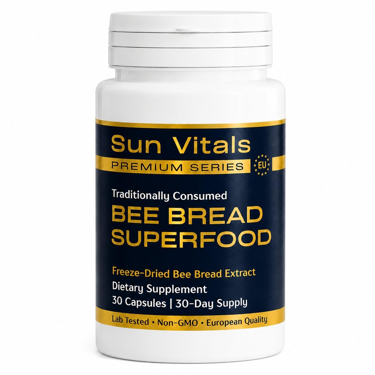 Sun Vitals Bee Bread Extract with Natural Vitamin C Capsules 30 Count
