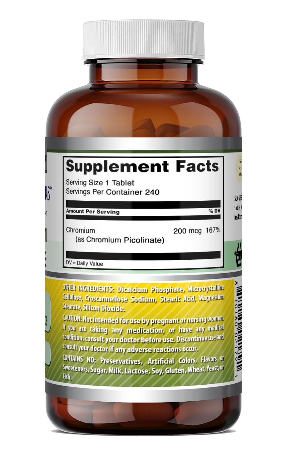 Amazing Nutrition Chromium Picolinate 200 mcg Tablets, 240 Count
