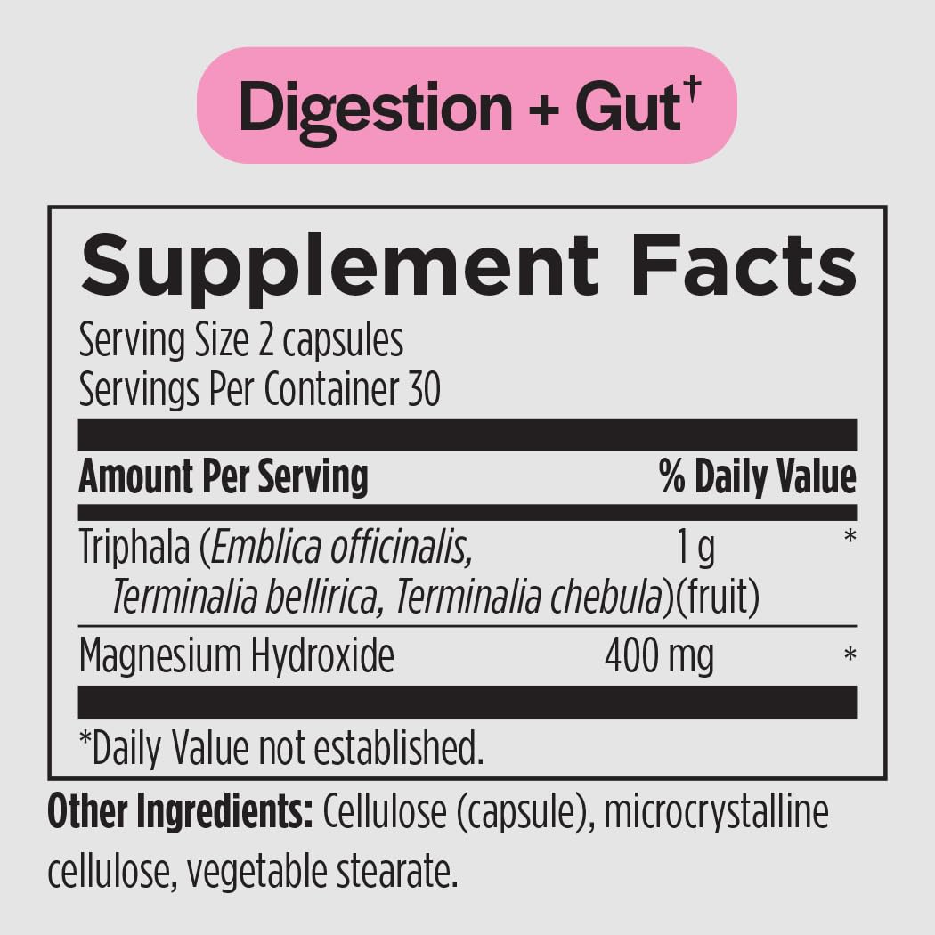 PureFormulas Triphala Magnesium Complex Digestive Supplement, 60 Capsules