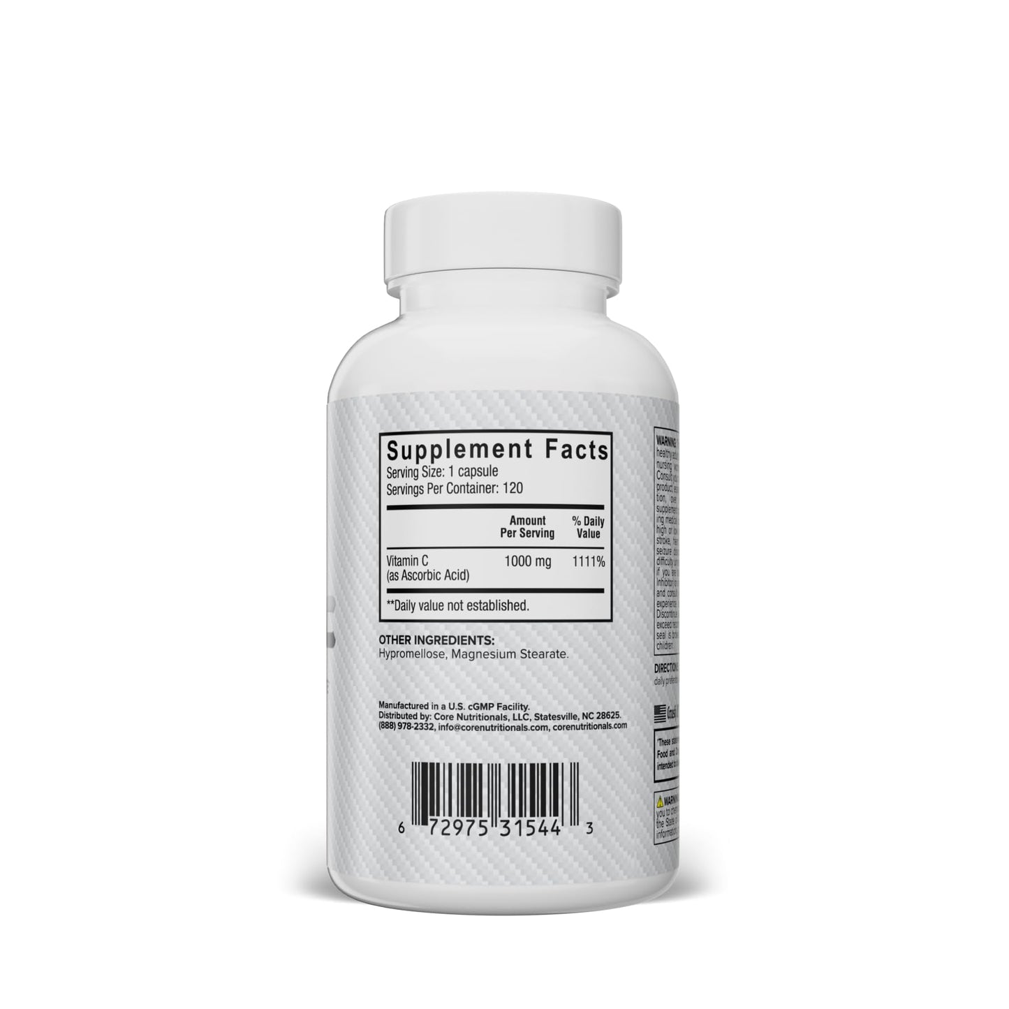 Core Nutritionals Vitamin C 1000 mg Capsules, 120 Count