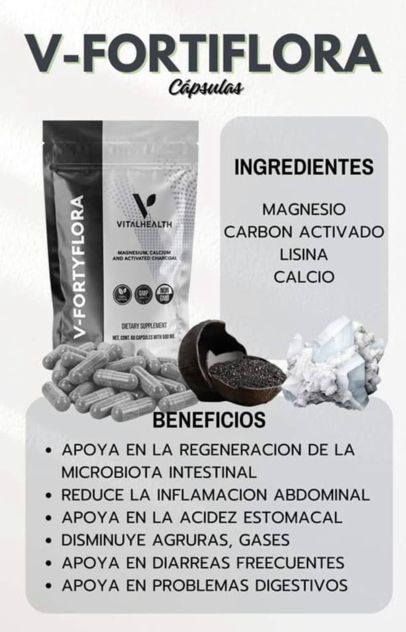 Generic V-Fortyflora Magnesium Calcium Activated Charcoal Supplement 60 Capsules