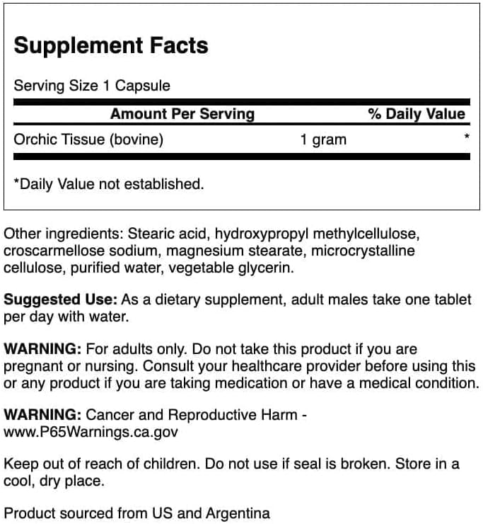 Swanson Orchic Glandular - Men's Health 60 Tablets