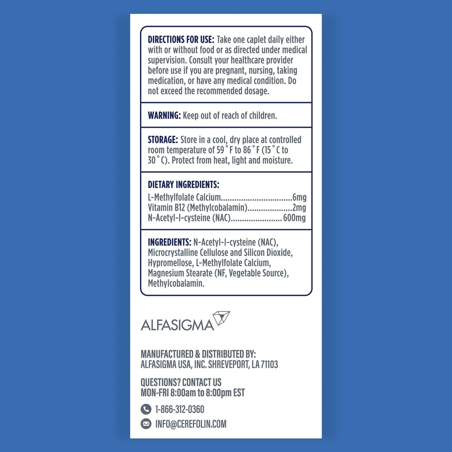Cerefolin Brain Wellness, Targeted Nutrition for Cognitive Support Caplet 60