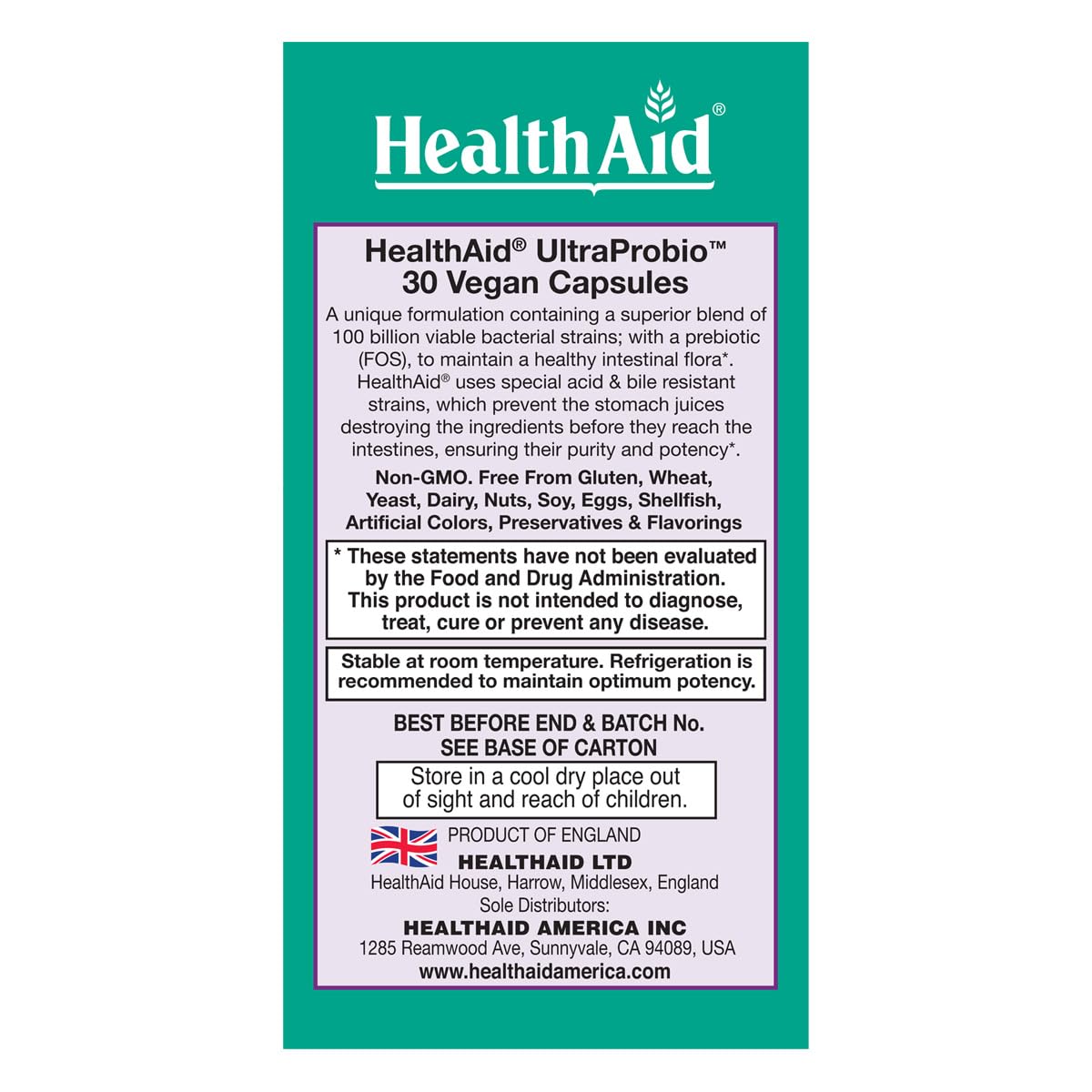 HealthAid UltraProbio 100 Billion Capsules, 30 Count
