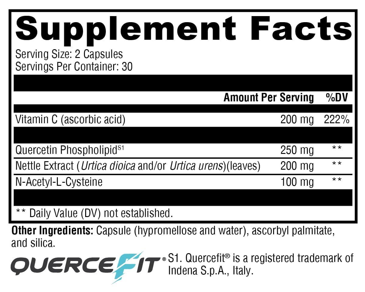 XYMOGEN Quercetin 20× Plus - Quercetin Phytosome Supplement for Immune & Respiratory Support - With Vitamin C & Nettle Leaf Capsules, 60 Count