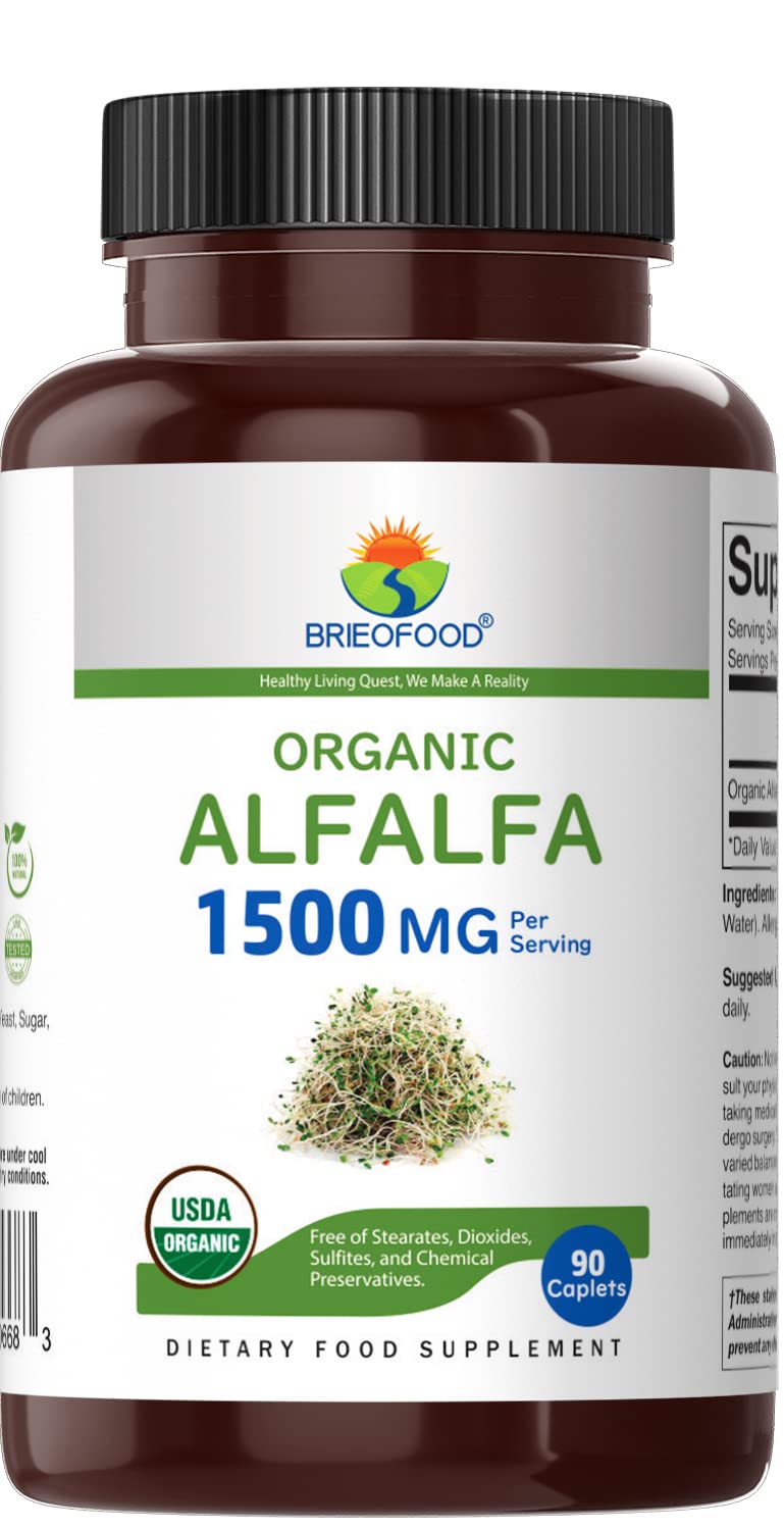 Brieofood Organic Alfalfa 1500mg Tablet, 90 Count