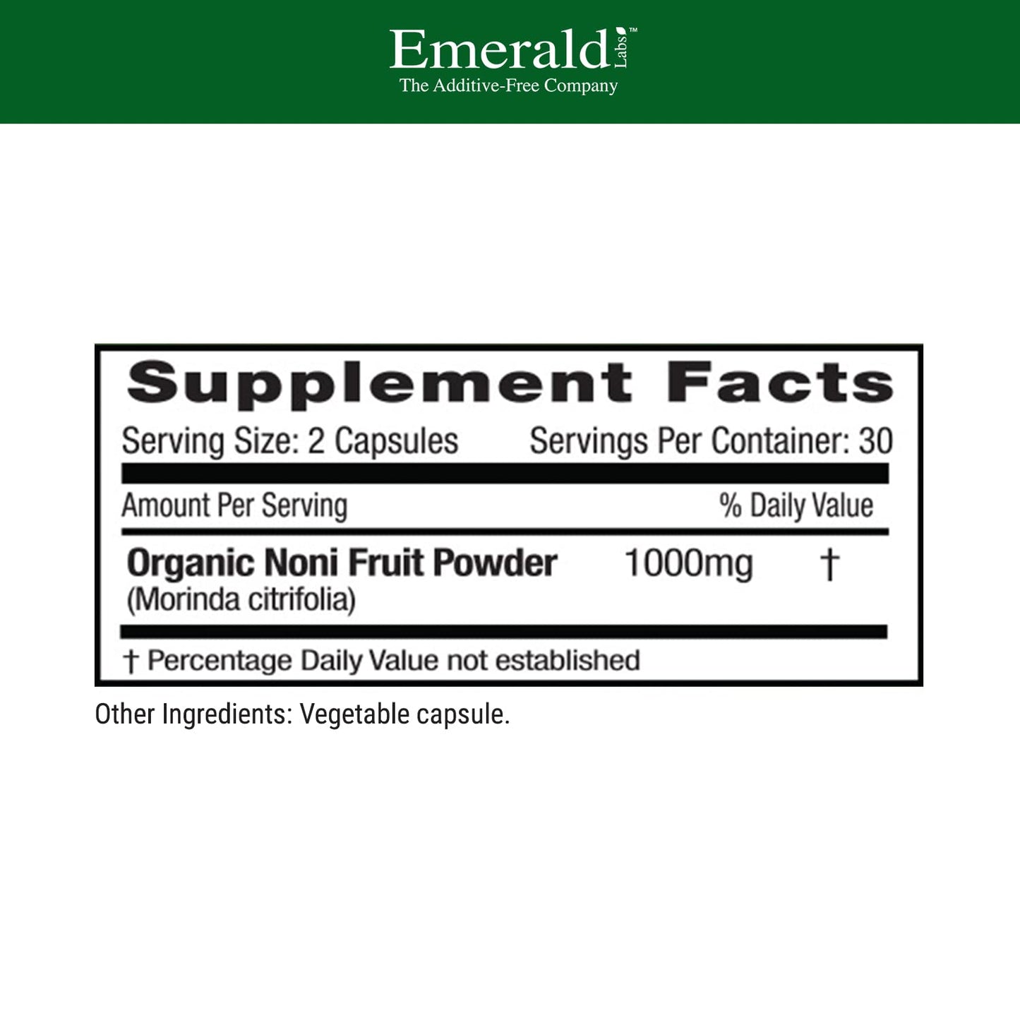 Emerald Labs Noni Fruit Digestive, Antioxidant & Immune Support Supplement Capsule, 60 Count