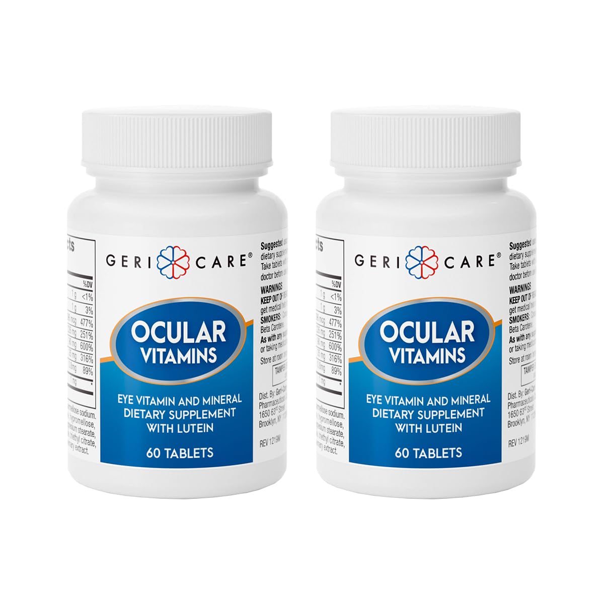 GeriCare Ocular Vitamins, Eye Vitamins and Minerals with Lutein Dietary Supplement, 120 Tablets
