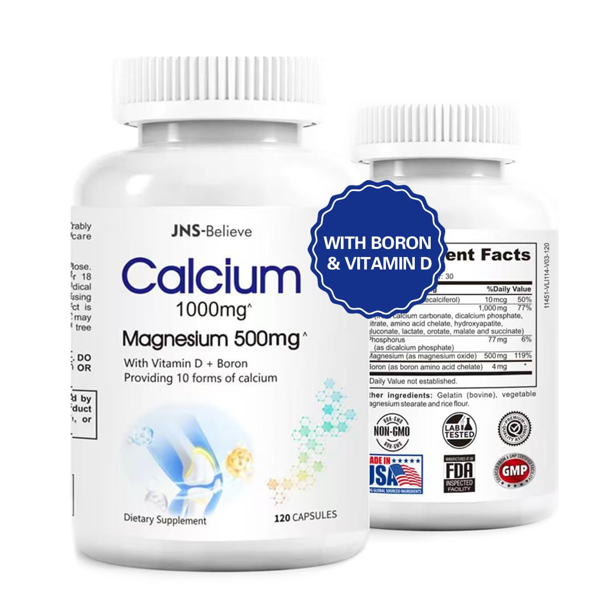 JNS-Believe Calcium Magnesium Supplement with Vitamin D Capsule 120 Count