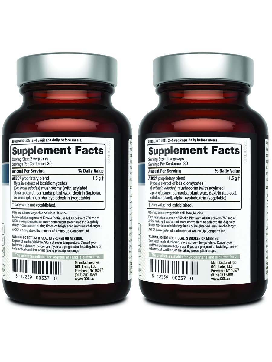 Quality of Life AHCC Kinoko Platinum 750 mg Capsules 120