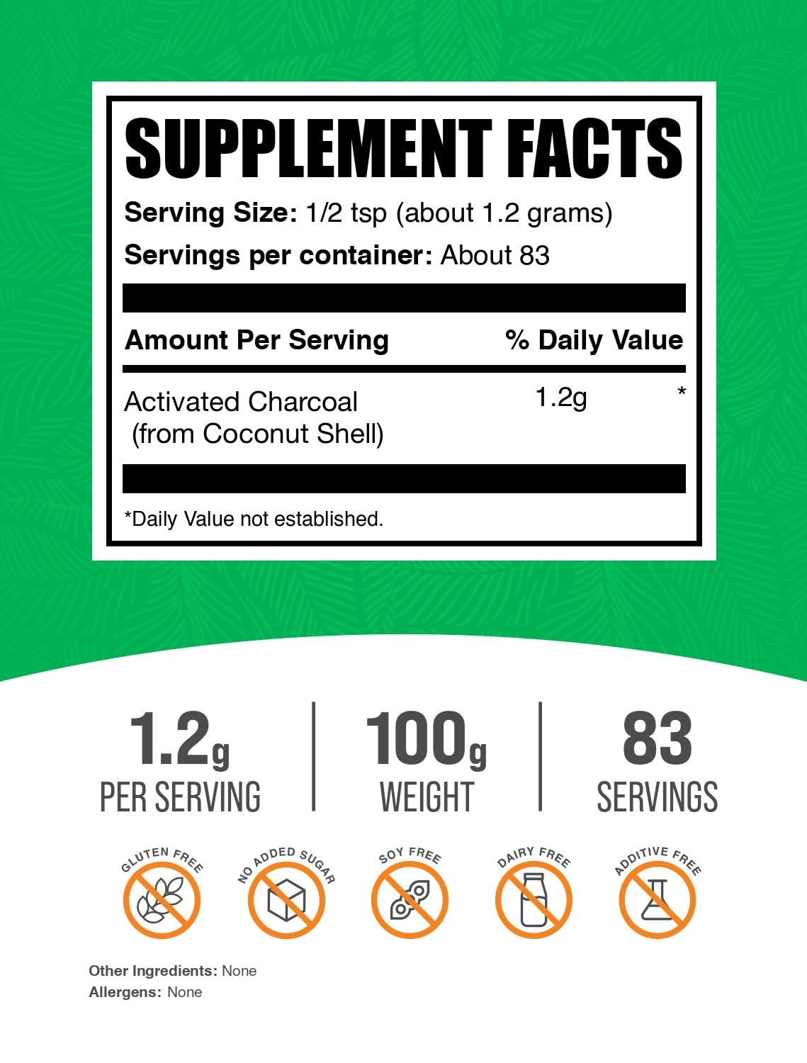 BulkSupplements Activated Charcoal Powder 3.53 oz