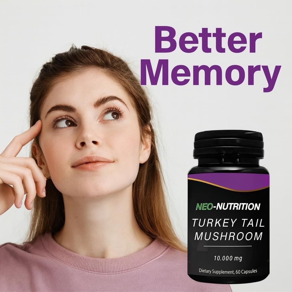 NEO-NUTRITION Turkey Tail Mushroom 10,000mg (Coriolus Versicolor) Capsule, 60 Count