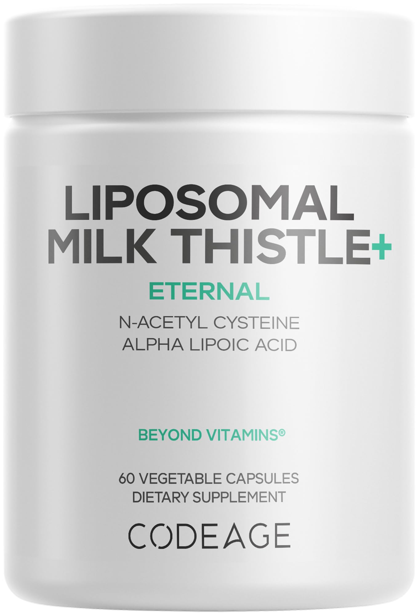 Codeage Liposomal Milk Thistle+ Supplement, Silymarin, NAC 60 Capsules