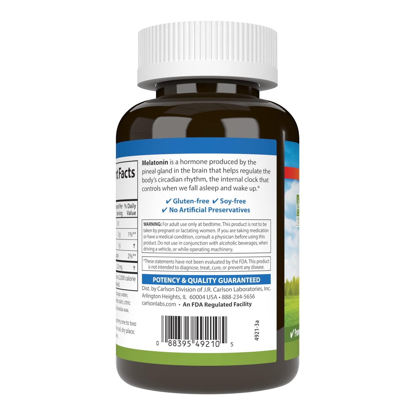 Carlson Melatonin Gummies 2.5 mg Healthy Sleep, 100 Vegetarian Gummies