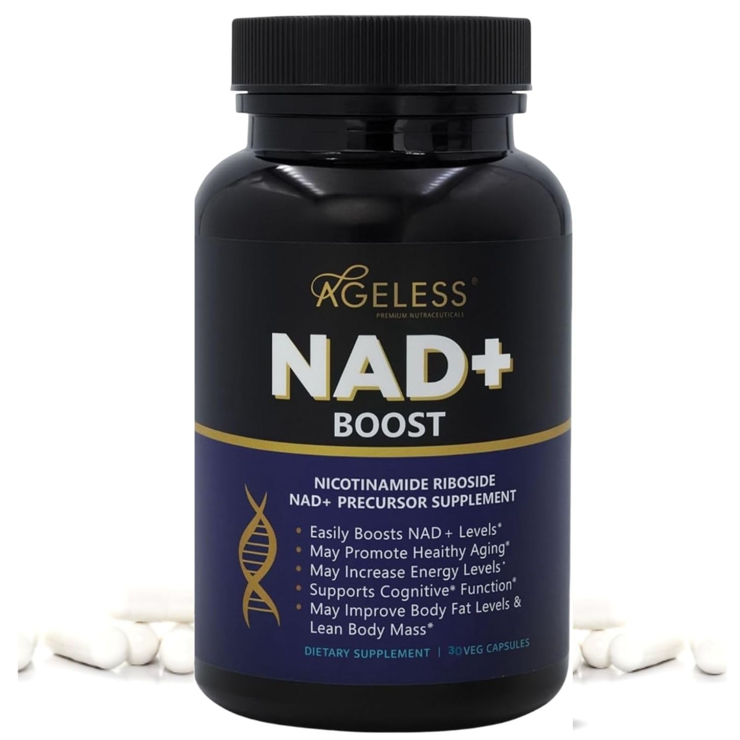Ageless Foundation Laboratories NAD+ Supplements Nicotinamide Riboside Chloride 300mg Capsule, 30 Capsules