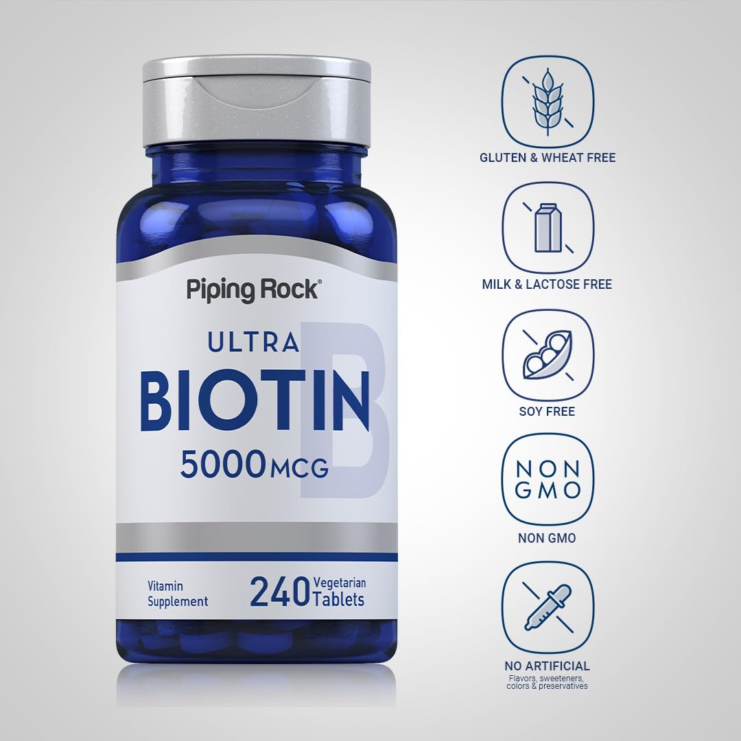 Piping Rock Biotin 5000mcg Tablets, 240 Tablets