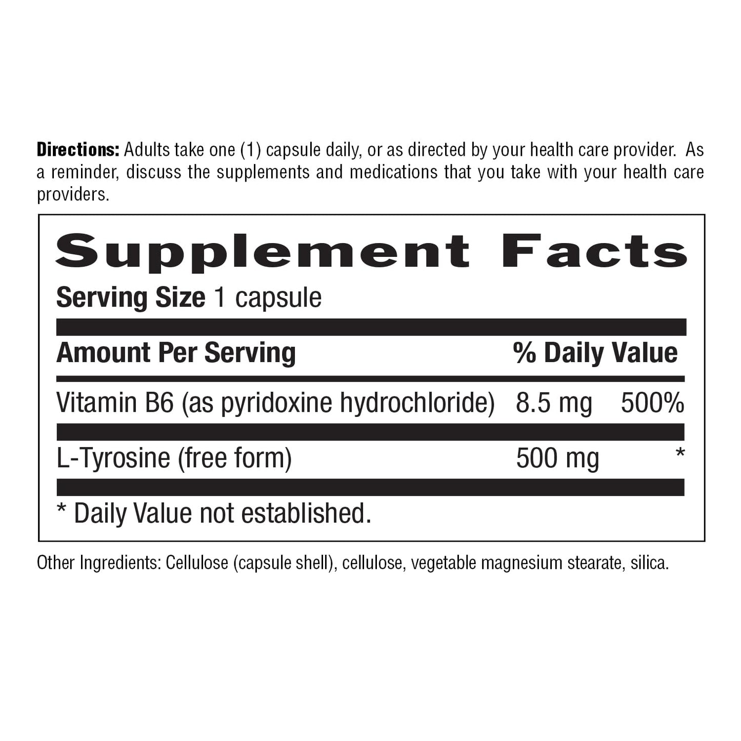 Country Life L-Tyrosine 500mg with Vitamin B6, 100 Capsules