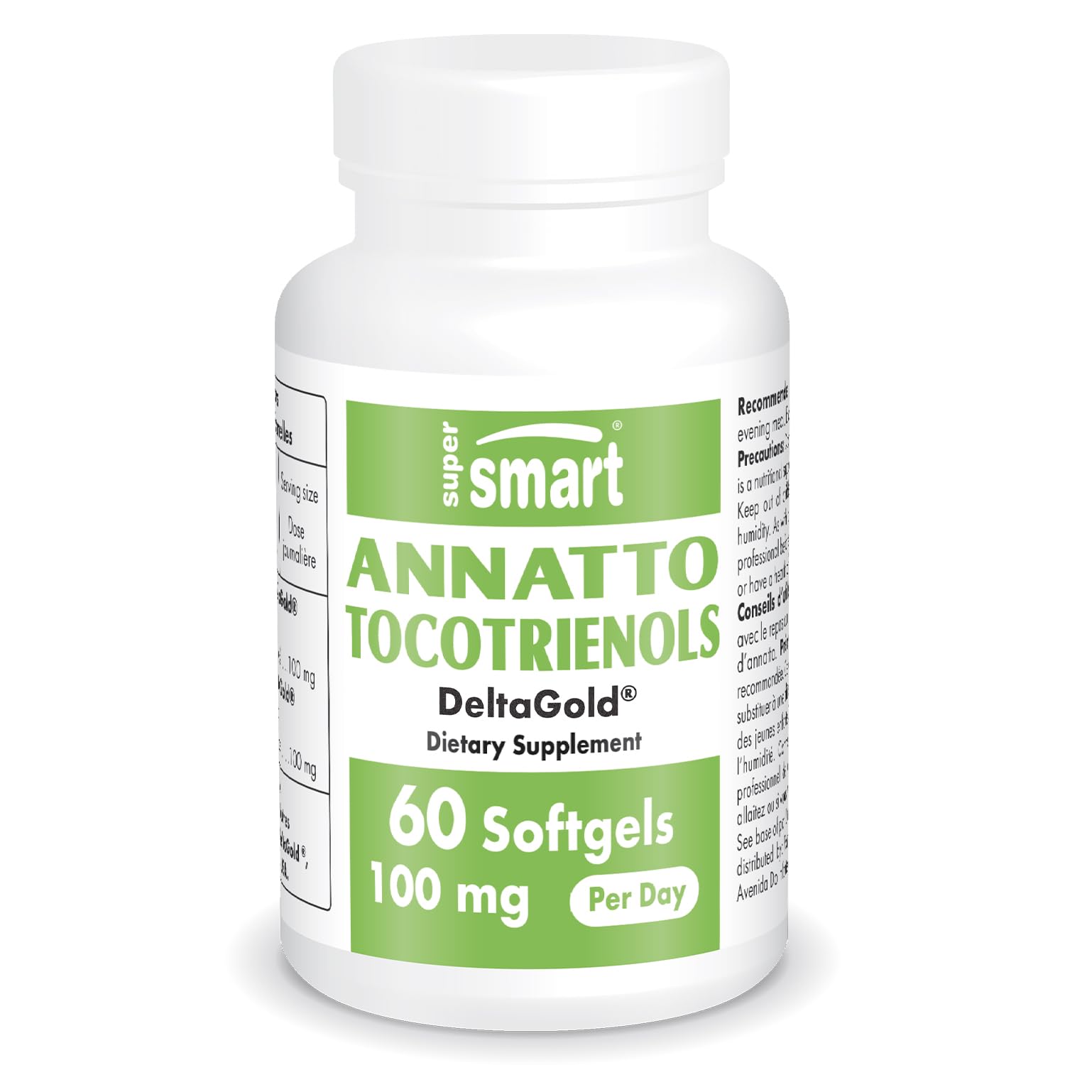 Supersmart Annatto Tocotrienols 100mg per Day (DeltaGold Vitamin E) Softgels, 60 Count