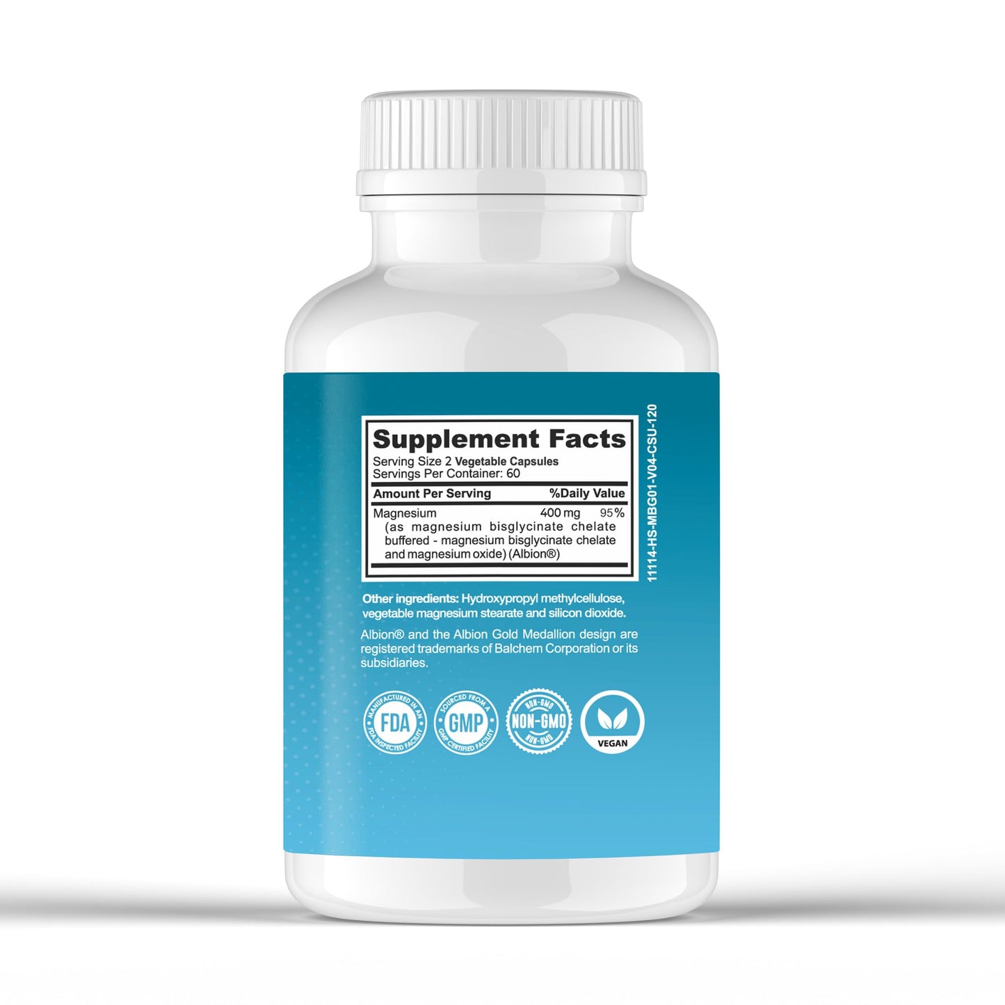 OPTIMUS WEIGHT Magnesium Glycinate (Chelate) Vegetable Capsules, 120 Capsules