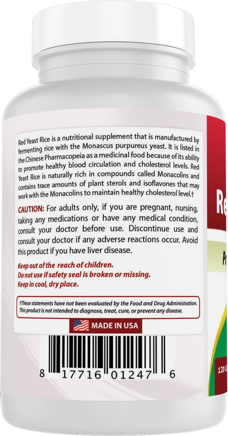 Best Naturals Red Yeast Rice 600 mg Capsules 120 Count
