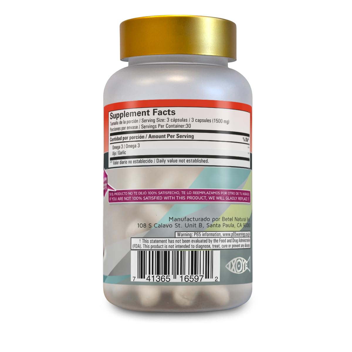 Betel Natural Omega 3 + Garlic Capsules 1 Count