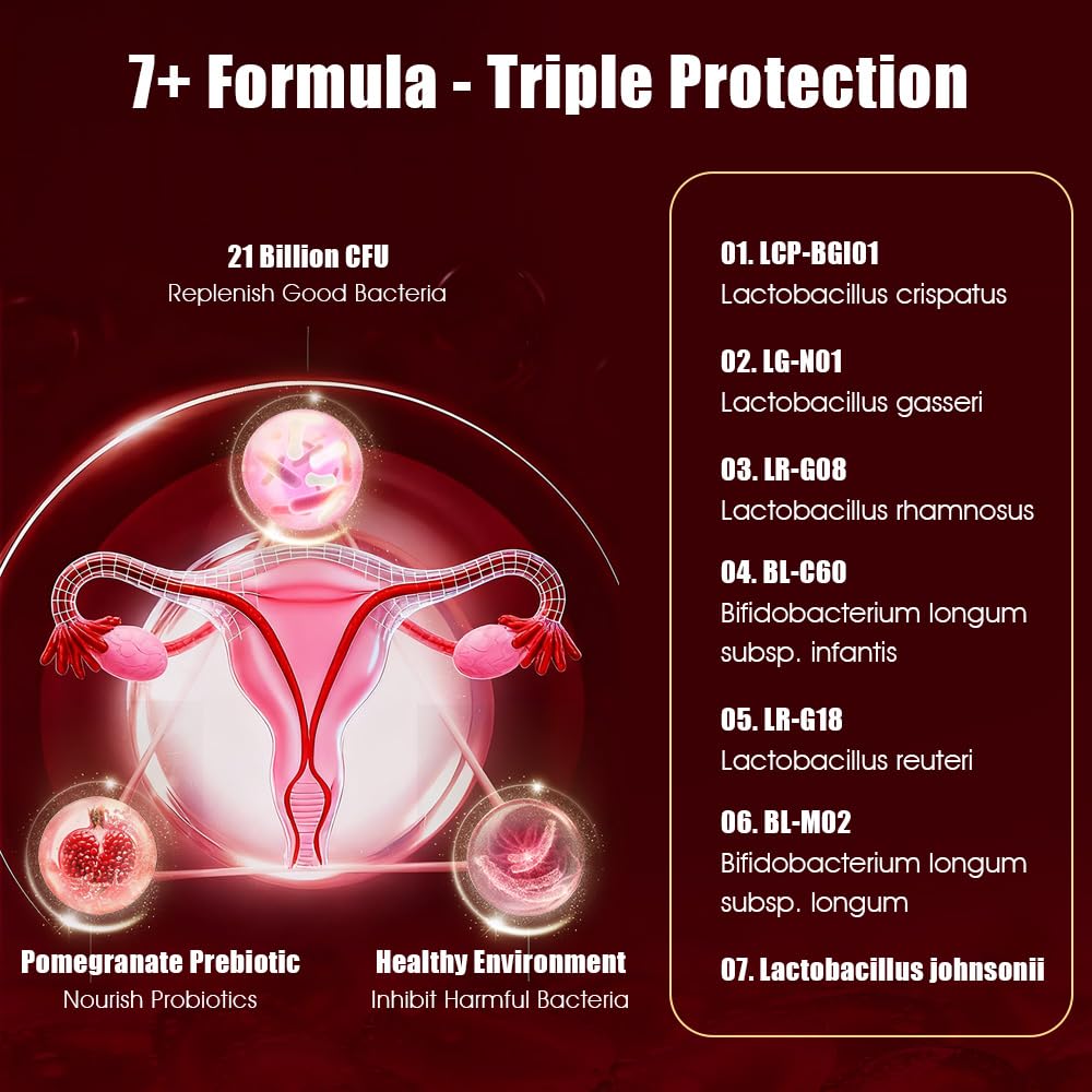 BioHarmony Probiotics for Women Vaginal Flora 4.2 Billion CFU Multi-Strain Probiotic with Red Pomegranate – Supports Vaginal pH Balance & Urinary Health, 60 Tablets