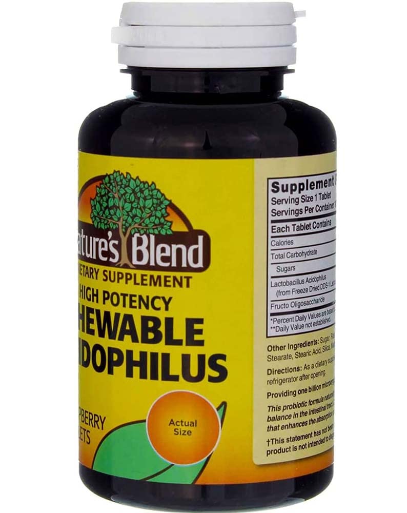 Nature's Blend Acidophilus Chewable Raspberry Flavor 300 Tablets