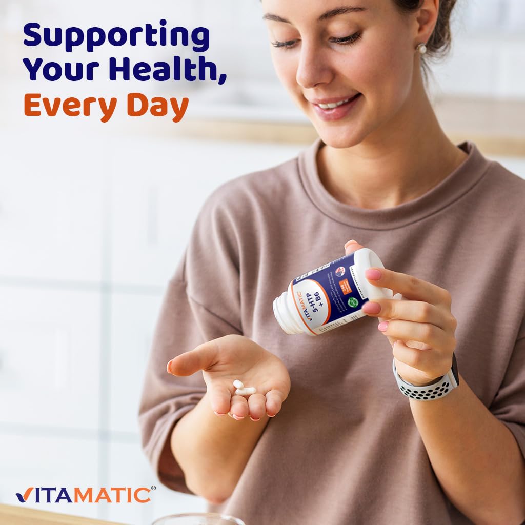 Vitamatic 5-HTP 200mg with B6 5mg Per Serving Capsules, 480 Count