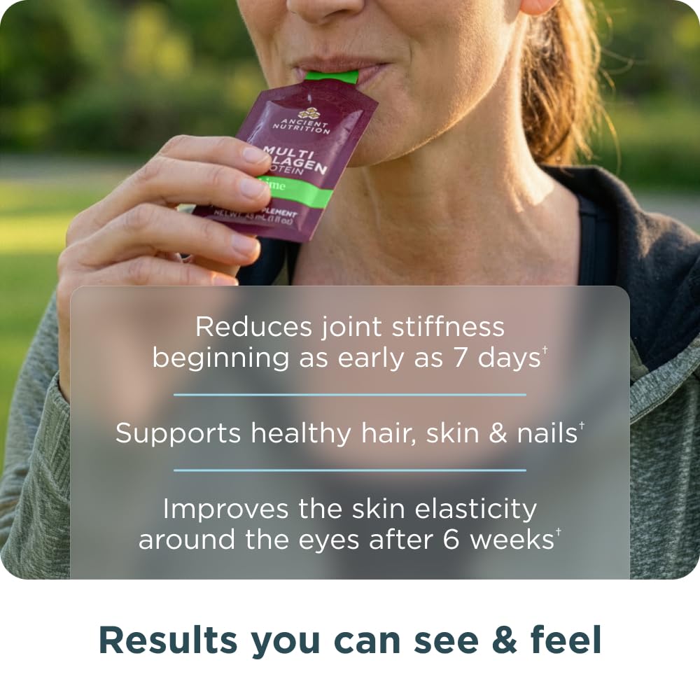 Ancient Nutrition Multi Collagen Protein Gel with Probiotics & Vitamin C, Hydrolyzed Collagen Peptides for Skin, Hair, Nails, Joints & Gut Health, Powder, 1
